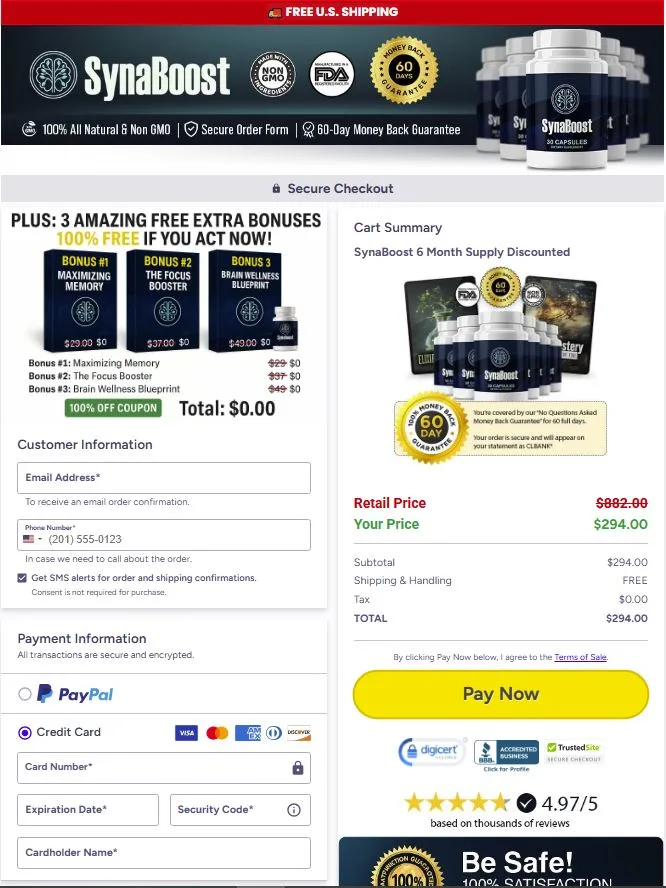 SynaBoost order page